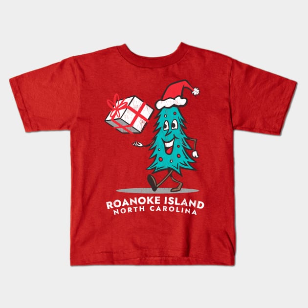 Roanoke Island, NC Vacationing Christmas Tree Kids T-Shirt by Contentarama